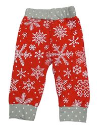 Červené lehké tepláky s vločkami