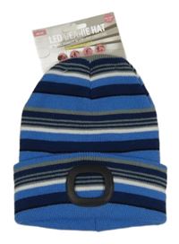 NOvé - Modro-šedo-černá pruhovaná čepice