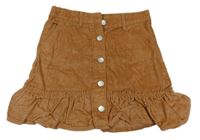 Hnědá manšestrová propínací sukně Matalan