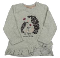 Světlešedá melírovaná mikina s ježky Liegelind