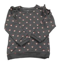 Tmavošedá mikina s houbami a volánky C&A