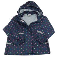 Tmavomodrá puntíkatá šusťáková nepromokavá bunda s kapucí Impidimpi
