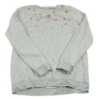 Světlešedá melírovaná mikina s hvězdami H&M