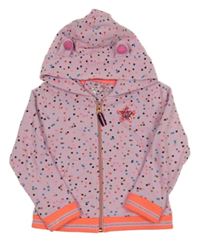 Růžová puntíkatá propínací mikina s hvězdou s flitry a kapucí Staccato