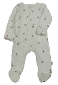 Smetanový prošívaný overal se zvířaty F&F