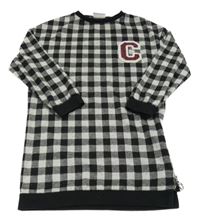 Černo-šedé kostkované teplákové šaty s písmenem Matalan