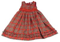 Červeno-barevné kostkované šaty s volánky M&Co.