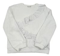 Bílá mikina s volánem s madeirou Matalan