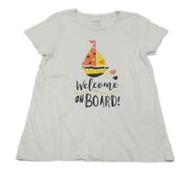 Bílé tričko s loďkou a srdíčky Lupilu