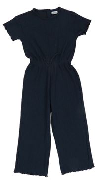 Tmavomodrý žebrovaný culottes overal L&D