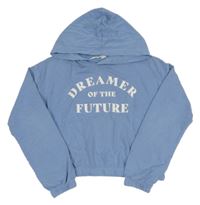 Modrá crop mikina s nápisem a kapucí H&M