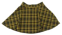 Černo-žlutá kostkovaná kolová úpletová sukně George