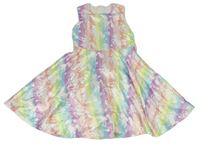 Barevné pruhované pastelové šaty s jednorožci 