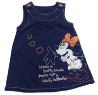 Tmavomodré teplákové laclové šaty s Minnie Disney