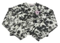 Bílo-černá vzorovaná crop mikina s květem Primark