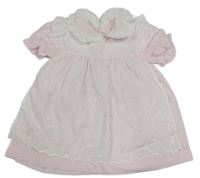 Světlerůžovo-bílé lehké šaty s výšivkami Mothercare