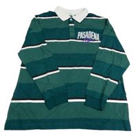 Zelené pruhované polo triko s nápisem H&M