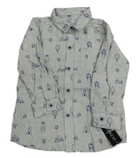 Šedá vzorovaná košile se zvířátky Dunnes Stores