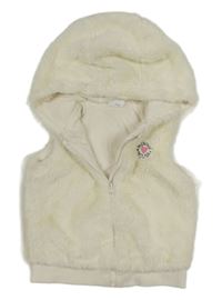 Bílá chlupatá podšitá vesta s kapucí Disney