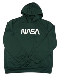 Tmavozelená lehká mikina s nápisem a kapucí shein