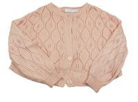 Světlerůžový perforovaný propínací oversize svetr 