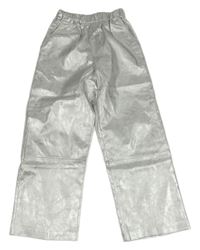 Stříbrné koženkové kalhoty Zara
