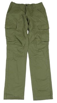 Khaki plátěné kalhoty s kapsami Yigga