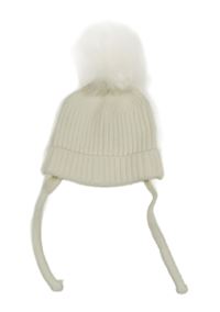 Bílá pletená čepice s bambulí 