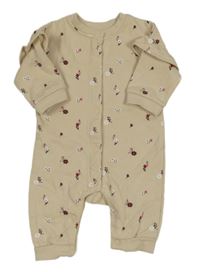 Smetanový květovaný teplákový overal Matalan