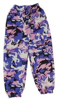 Bílo-fialovo-růžové army cuff lehké kalhoty shein