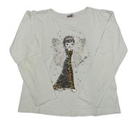 Bílé triko s vílou a flitry Dopodopo