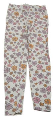 Bílo-barevné květované legíny Kiki&Koko