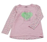 Světlerůžové triko se vzorovanými rukávy S. Oliver