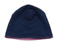 Tmavomodrá bavlněná oboustranná čepice 