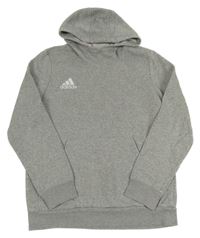 Šedá melírovaná mikina s logem a kapucí Adidas