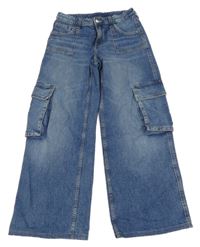 Modré široké rifle s kapsami H&M