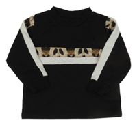 Černá lehká mikina s béžovým pruhem 