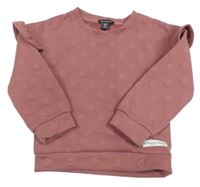 Starorůžová puntíkatá mikina s volánky Primark