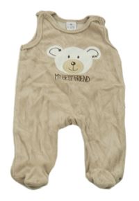 Hnědé sametové dupačky s medvědem 