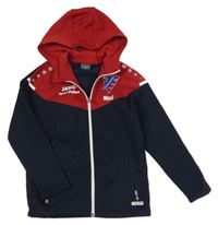 Tmavomodro-červená sportovní propínací mikina s kapucí jako