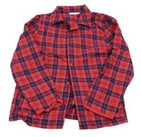 Červeno-tmavomodrý kostkovaný pyžamový kabátek s kapsami John Lewis