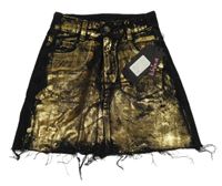 Nové - černo-zlatá riflová sukně 