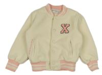 Smetanová huňatá podšitá bunda s písmenem 