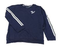 Tmavomodrá lehká mikina s bílým pruhem Primark