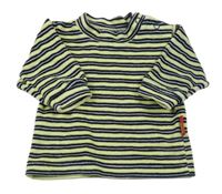 Zeleno-černé pruhované sametové triko 