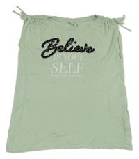 Lila top s nápisem z flitrů Page one young