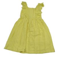 Žluté vzorované šaty s madeirou 