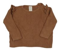 Hnědý lehký žebrovaný svetr H&M