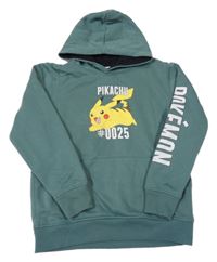 Zelená mikina s Pikachu a kapucí