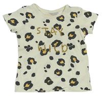 Krémové tričko s leopardím vzorem a nápisem Primark